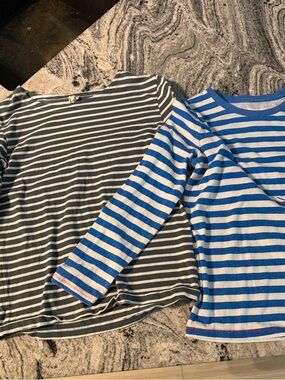 Striped Long Sleeve Kids Tee - Blue & Gray